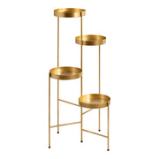 Kate and Laurel Finn Modern 4-Tier Plant Stand; 10 x 11 x 44; Gold; Folding Lightweight Plant Stand for Decorative Display and Storage