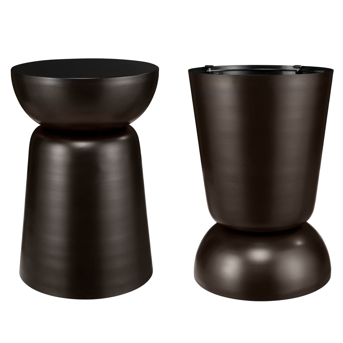 BIRDROCK HOME Metal Outdoor Accent Side Table, Dark Antique Bronze, 14”x14”