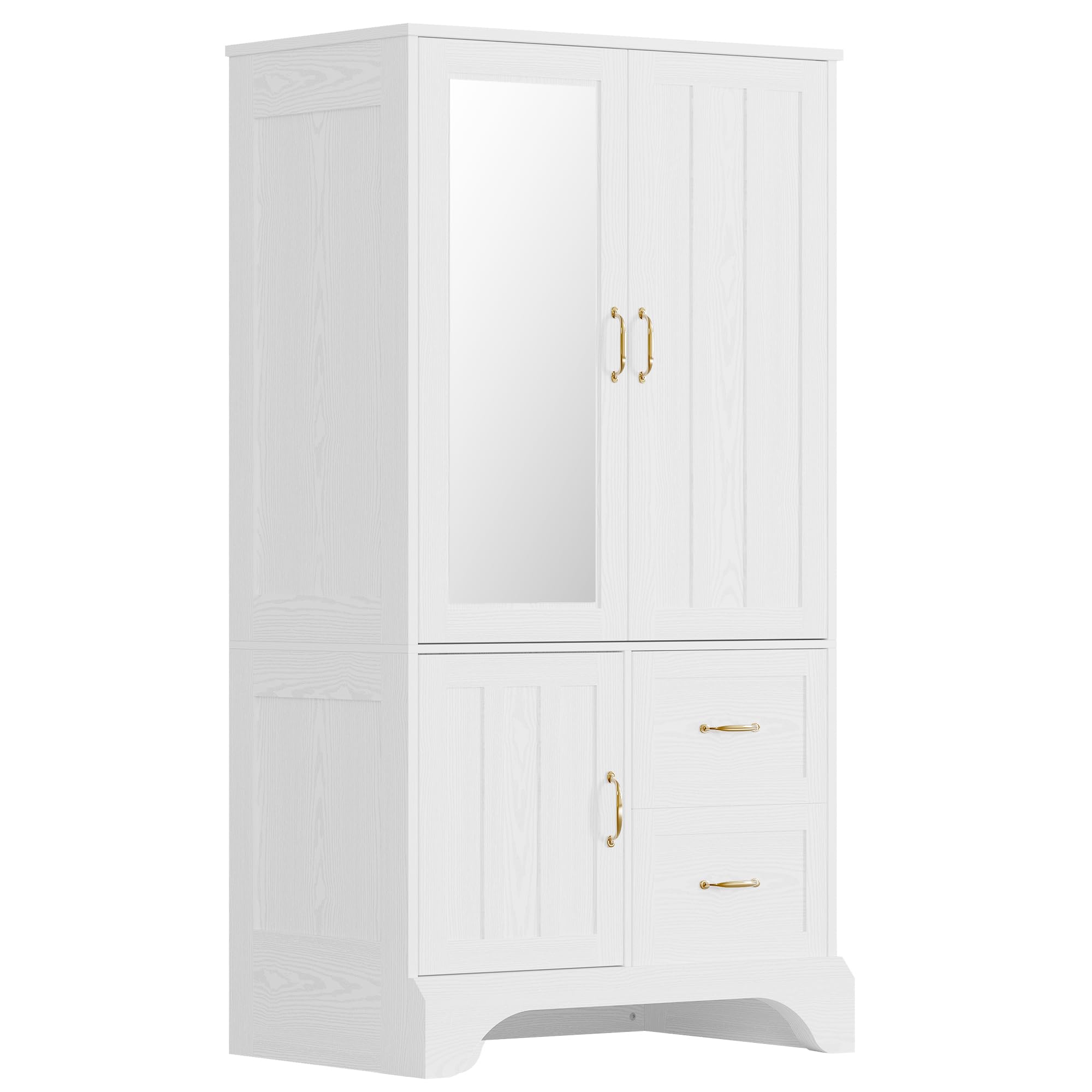 3-Door Wardrobe Armoire with Mirror & Drawers