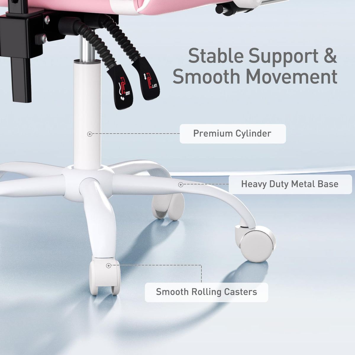 MoNiBloom Gaming Chair, Footrest & Lumbar Support, Height Adjust, Pink