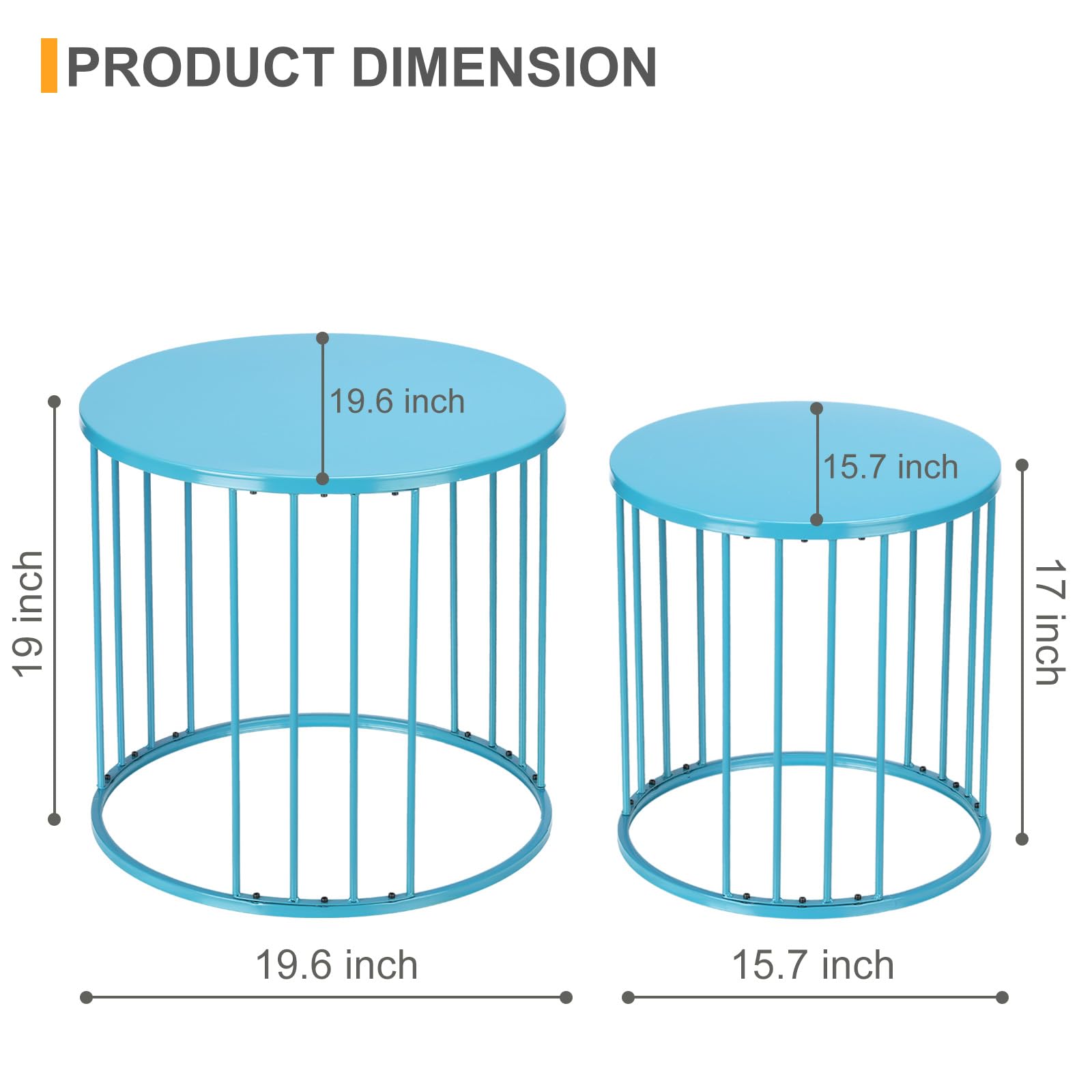 Metal Round Nesting Side Table Set of 2