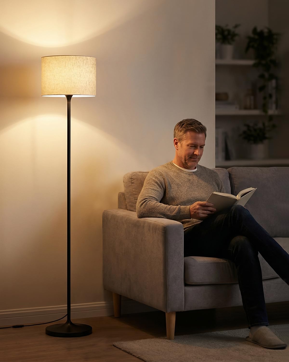 Honeywell F3 Sunturalux™ LED Floor Lamp, CRI≥92 Eye-Care Standing Lamp, Remote & Touch Control, 2700K-5700K Dimmable Tall Lamp with Magnetic Fabric Shade for Living Room Bedroom