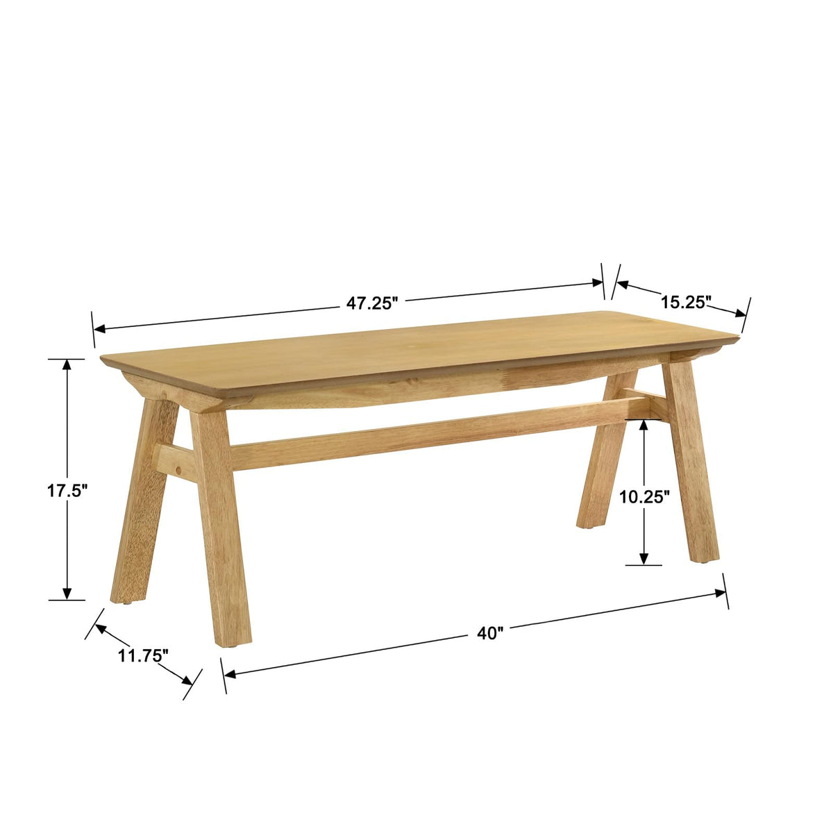 LukeAlon Rustic Solid Wood Dining Bench, Log Legs 18" Wide Seat