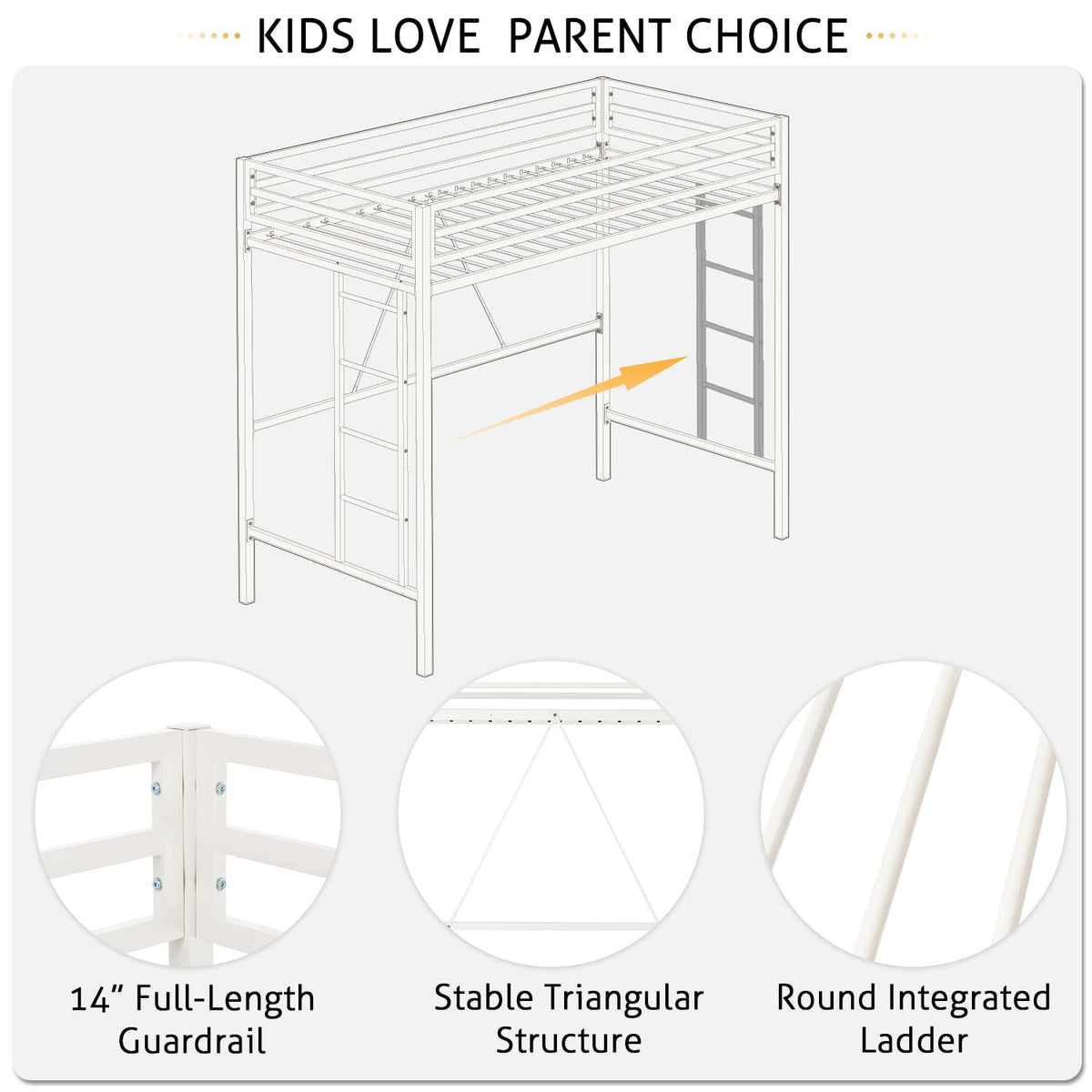 White Twin Loft Bed