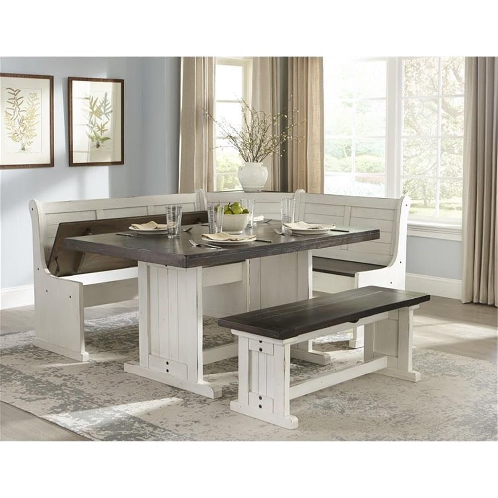 Wood Breakfast Nook Dining Set with Storage Benches