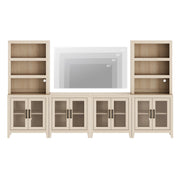 Farmhouse Entertainment Center with Bookshelves – 4-Piece Modular TV Stand