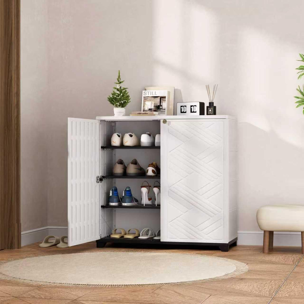 White Resin Outdoor Storage Cabinet