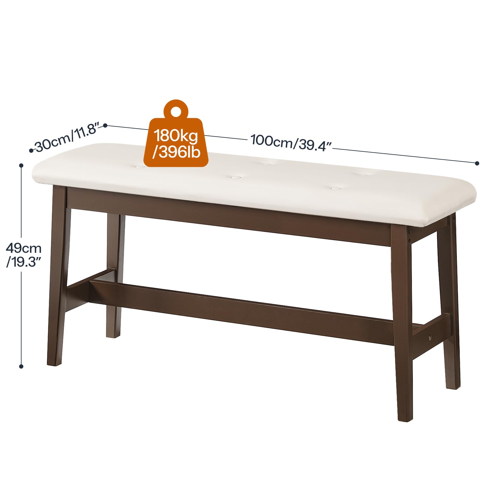 HOOBRO Dining Bench, Bamboo Dining Room Bench with PU Leather Upholstered Seat, for Kitchen, Living Room, Hallway, Kitchen, Entryway, Beige and Brown CE13CD01