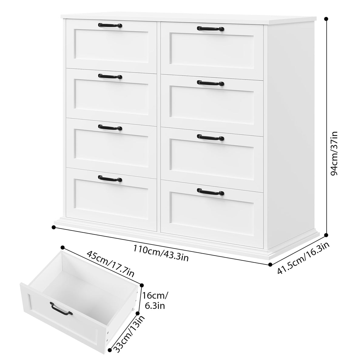 White 8-Drawer Dresser