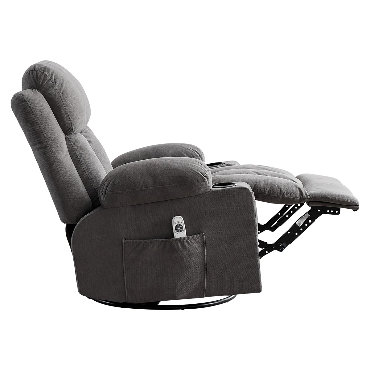Swivel Rocker Recliner Chair with Vibration Massage & Lumbar Heating, Ergonomic Lounge Chair for Living Room, Rocking Function, Side Pocket, 2 Cup Holders, USB Charging Port