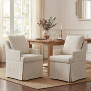Upholstered Dining Chairs Set of 2 with Casters
