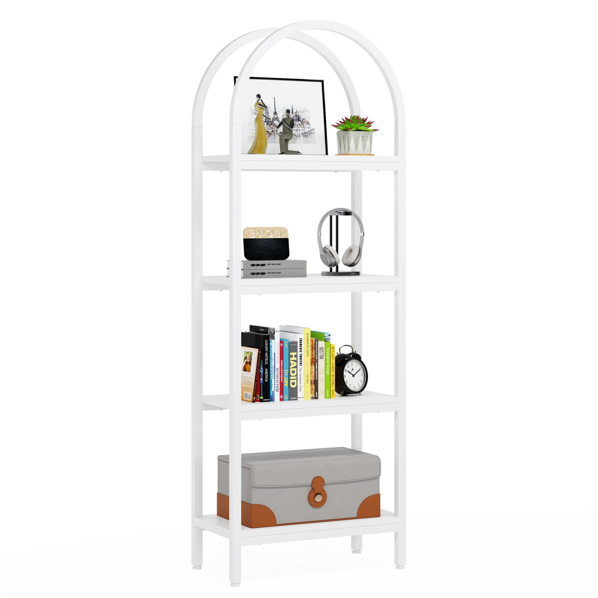 White 4-Tier Open Bookcase