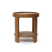 Acacia Wood Outdoor Side Table with Tray Top & Shelf