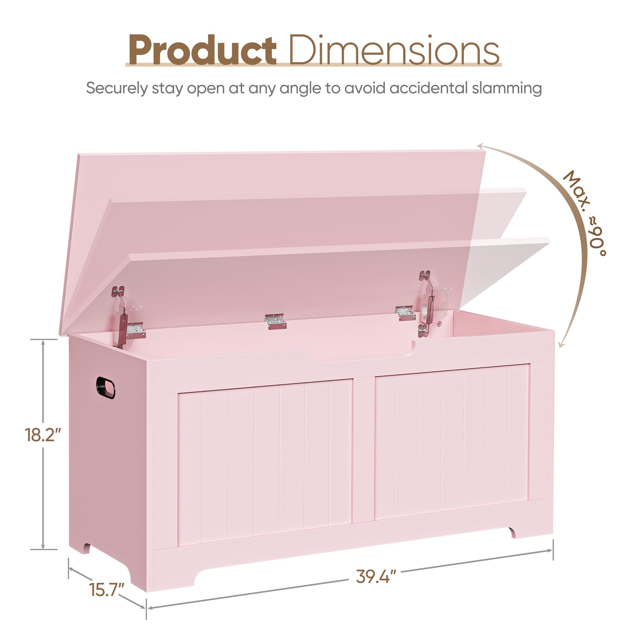 39" Wooden Storage Chest Bench with Safety Hinges