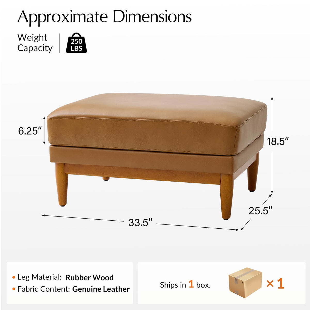Camel Leather Ottoman