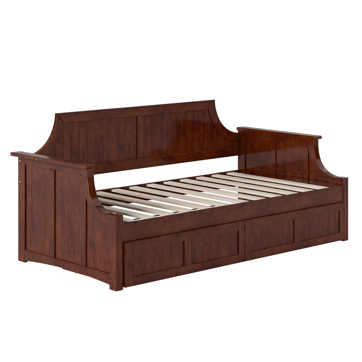 AFI, Cambridge Twin Wood Daybed with 2 Storage Drawers, Walnut