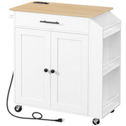 Rolling Kitchen Island Cart with Power Outlet