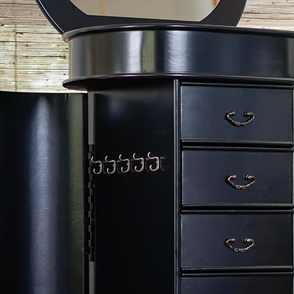 Oval Jewelry Armoire with Mirror & 7 Drawers
