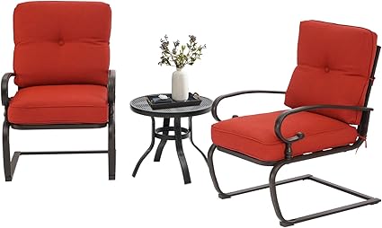 3-Piece Outdoor Bistro Set with Spring Metal Chairs