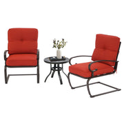 Outdoor Bistro Set 3-Piece Spring Metal Lounge Chairs & Table