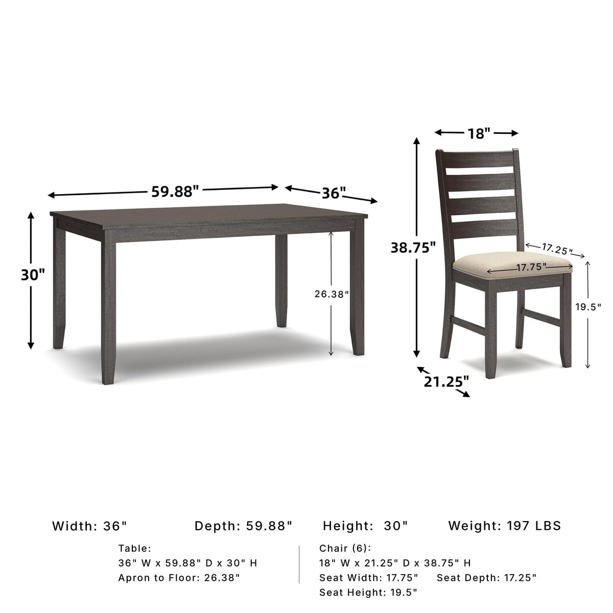Signature Design by Ashley Rokane 7-Piece Dining Table Set for 6, Brown