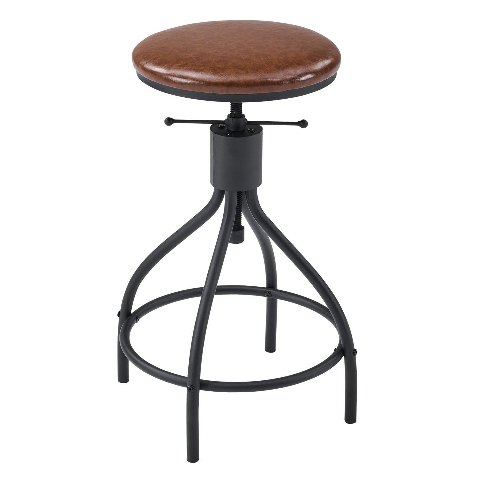 Karl home 83.8" Bar Table and Chairs Set, Sofa Table with 4 PU Stools, High Top Counter Height Table with Chairs for Kitchen Breakfast, Bistro, Dining Room, Living Room, Brown