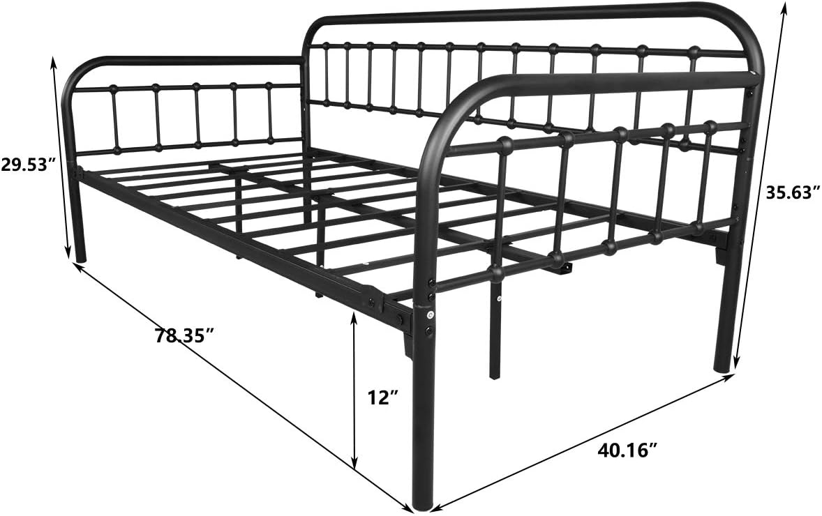 Twin Metal Daybed Frame with Heavy Duty Slats