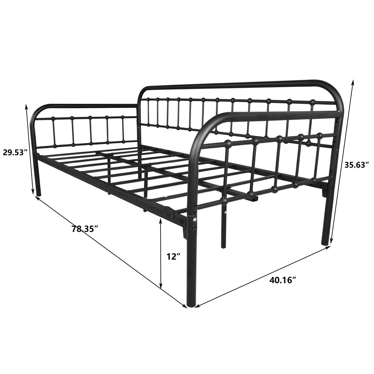 Twin Metal Daybed Frame with Heavy Duty Slats