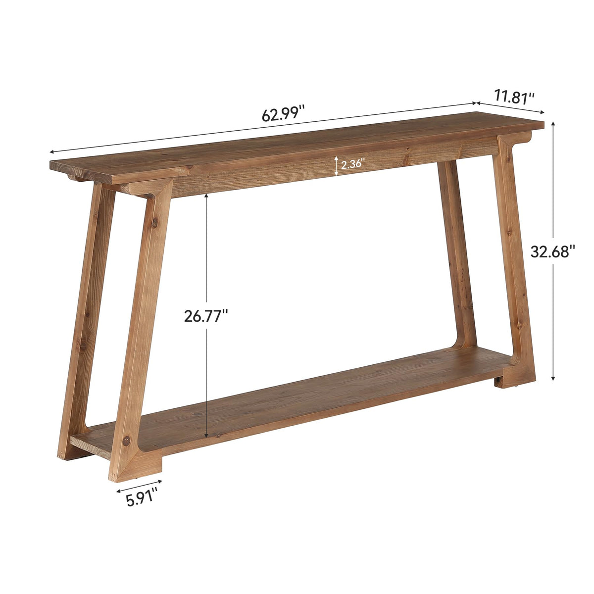 Solid Wood Two-Tier Console Table