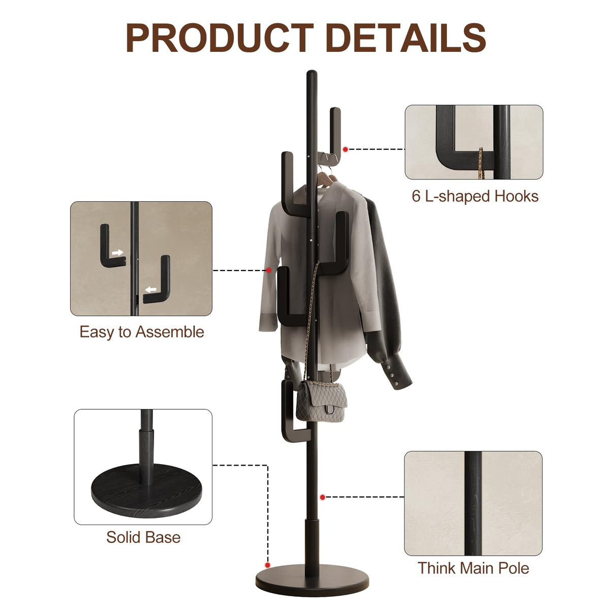 Adjustable Wood Cactus Coat Rack