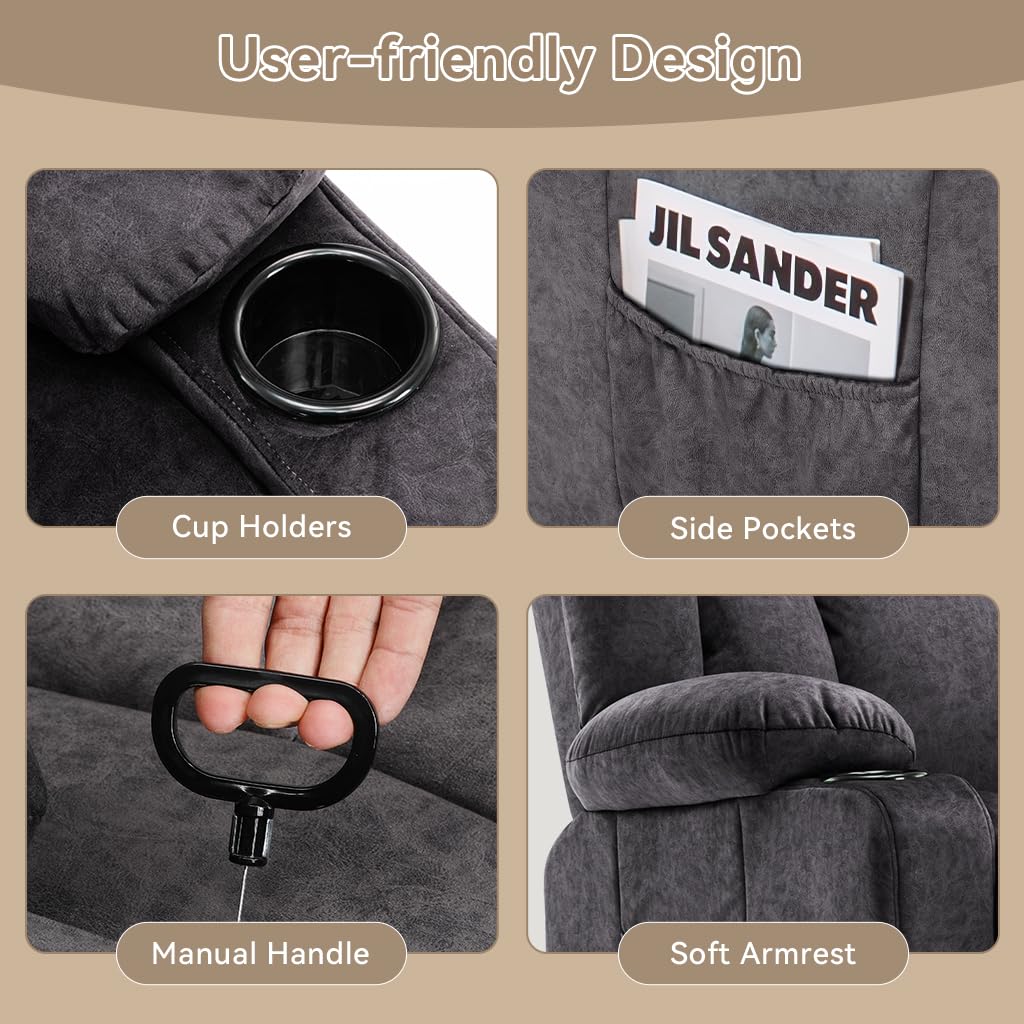 Gray Fabric Reclining Sofa