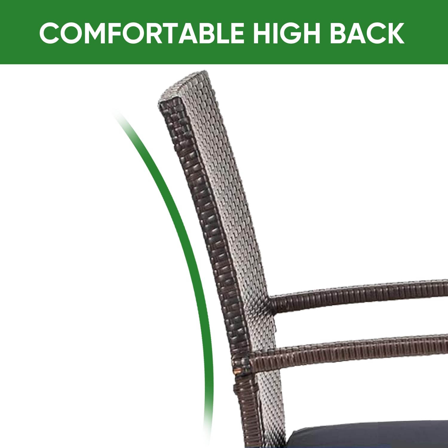 SAILARY Outdoor Wicker Patio Dining Chairs with Padded Cushions Set of 4: Porch Rattan Chairs Club Chairs with High Back and Deep Seating 350lbs, Brown