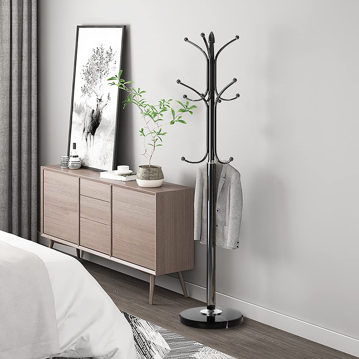Metal Coat Rack Stand with Marble Base