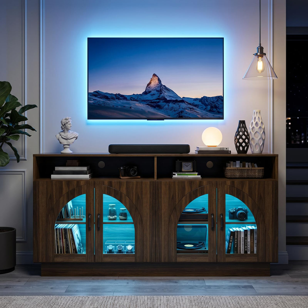 Brown LED TV Stand with Storage