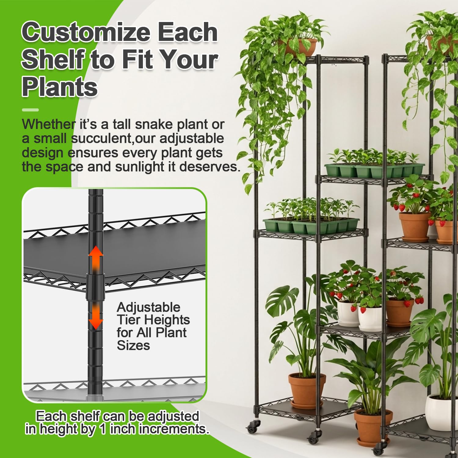 Metal Plant Stand with Grow Lights