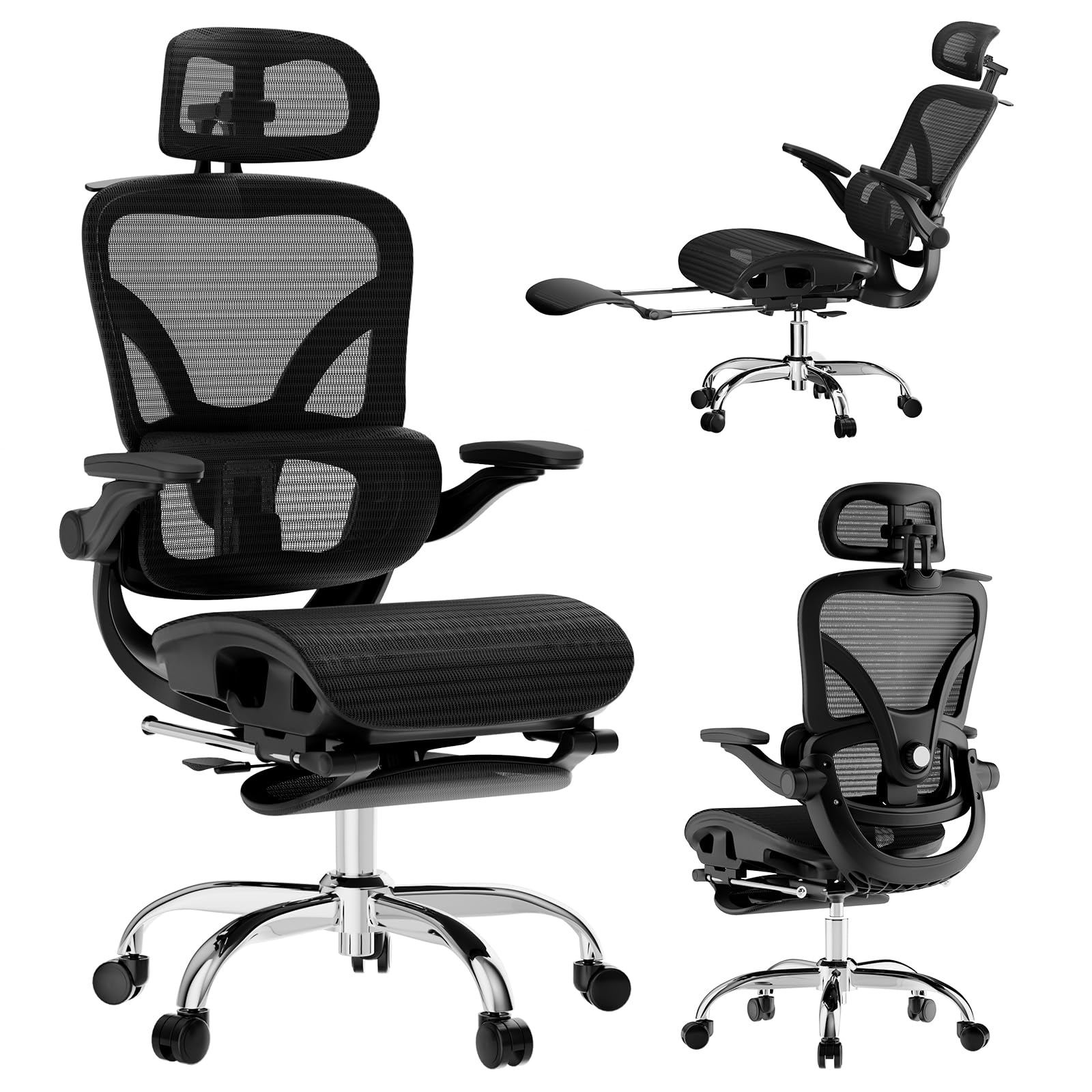 Ergonomic Mesh Office Chair with Lumbar Support & 3D Headrest