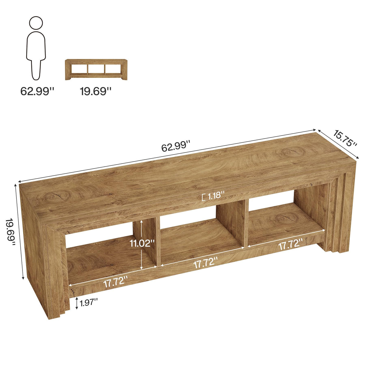 Tribesigns 63" TV Stand for TVs Up to 75 Inches, Wood Entertainment Center