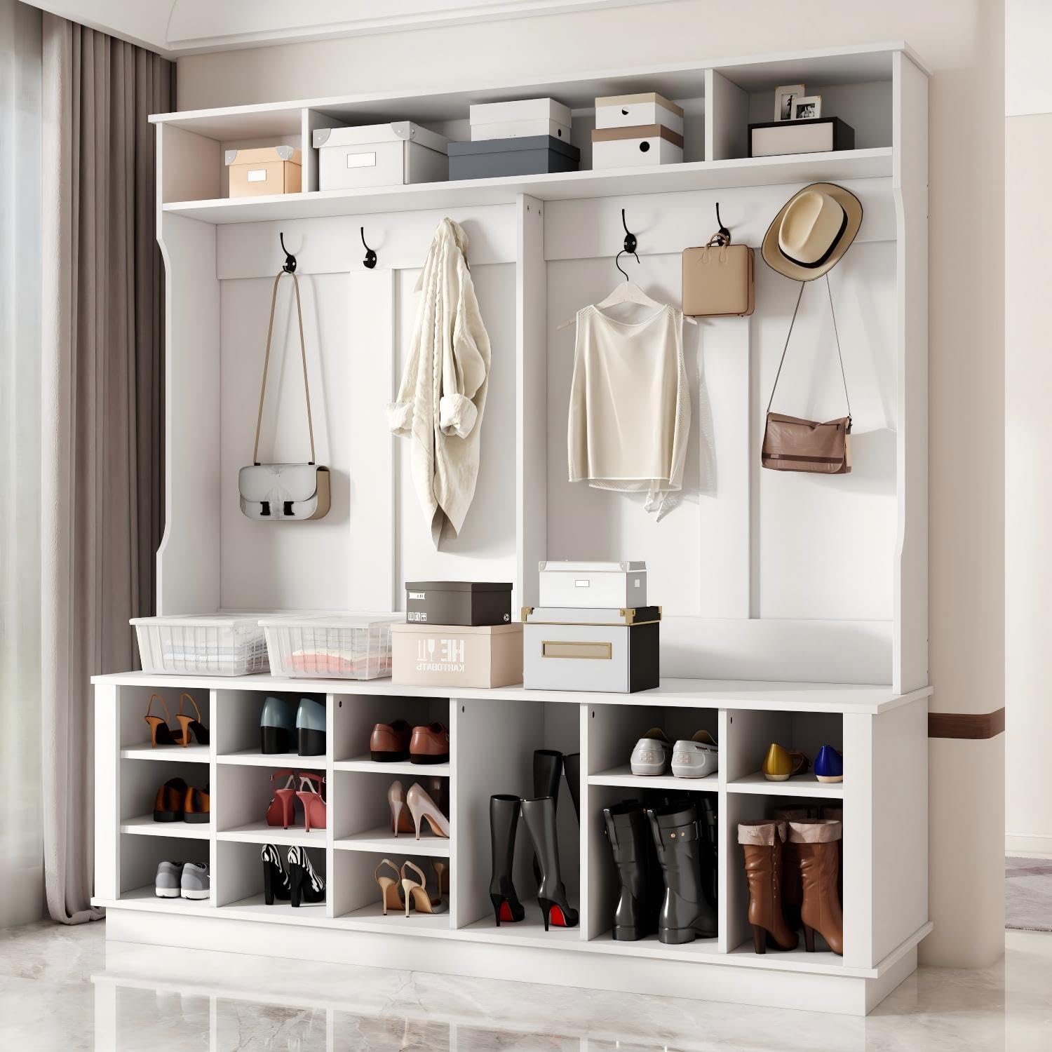 Hall Tree with Bench & Shoe Storage