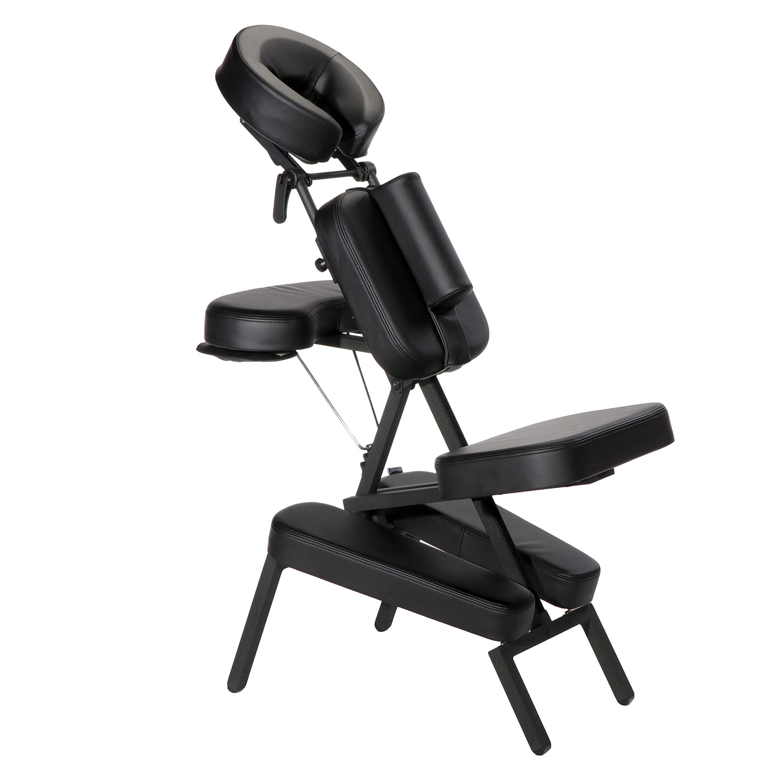 Master Massage Apollo Extra Large Size Portable Massage Chair-Lightweight Aluminum Tattoo Foldable-Sitting Posture Folding Massage Chair-with Larger Cushions and Wheels Bag-in Black