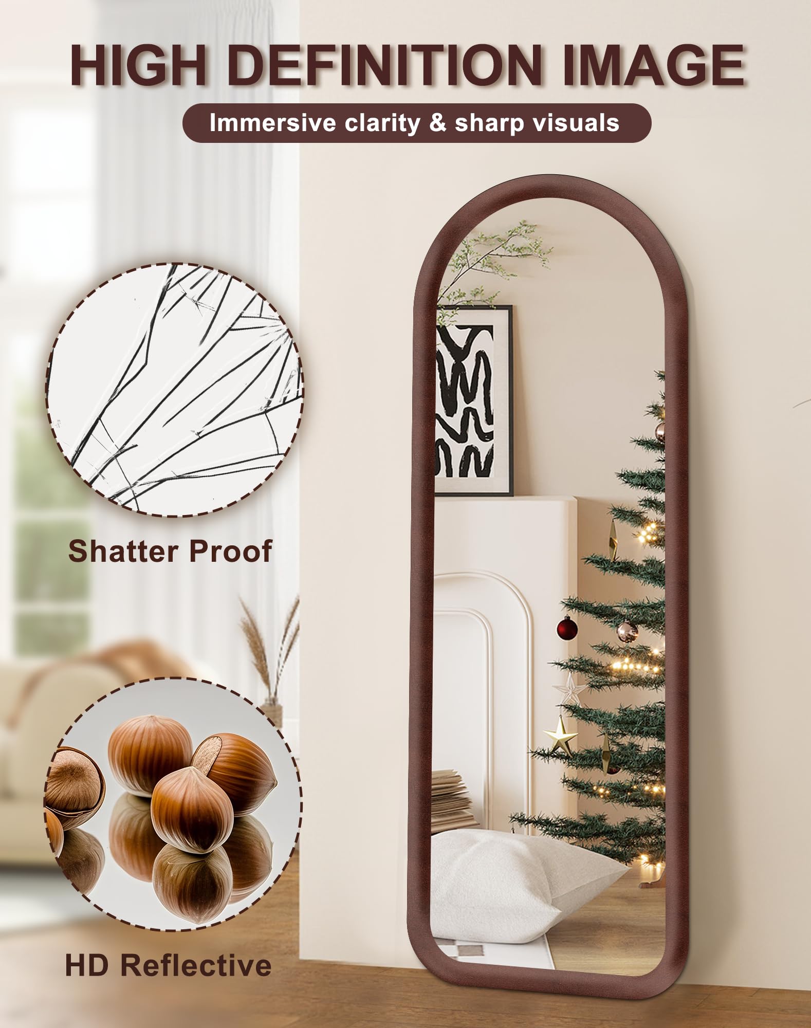 Arched Full Length Mirror with Velvet Frame