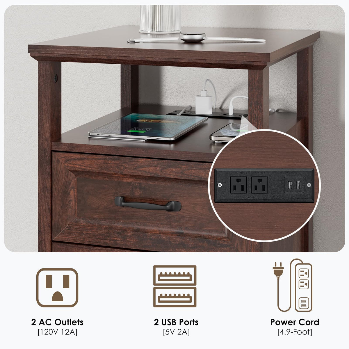 Farmhouse Charging Nightstand