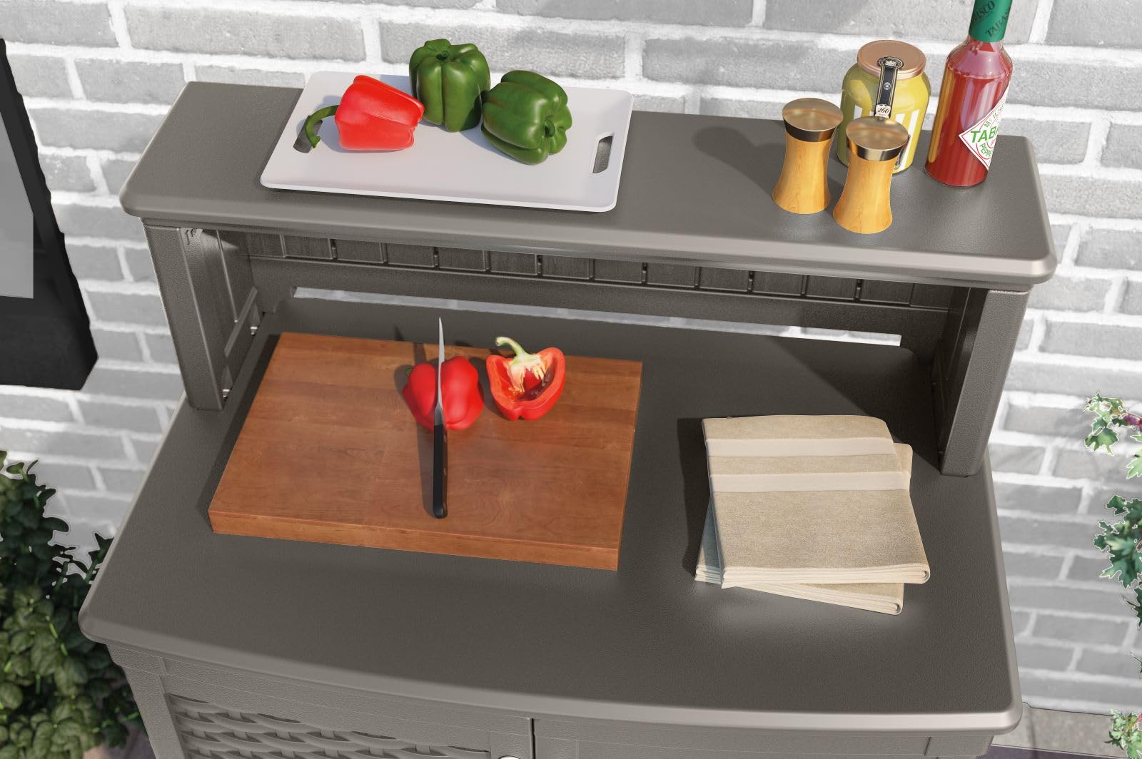 Outdoor Prep Station with Storage Cabinet