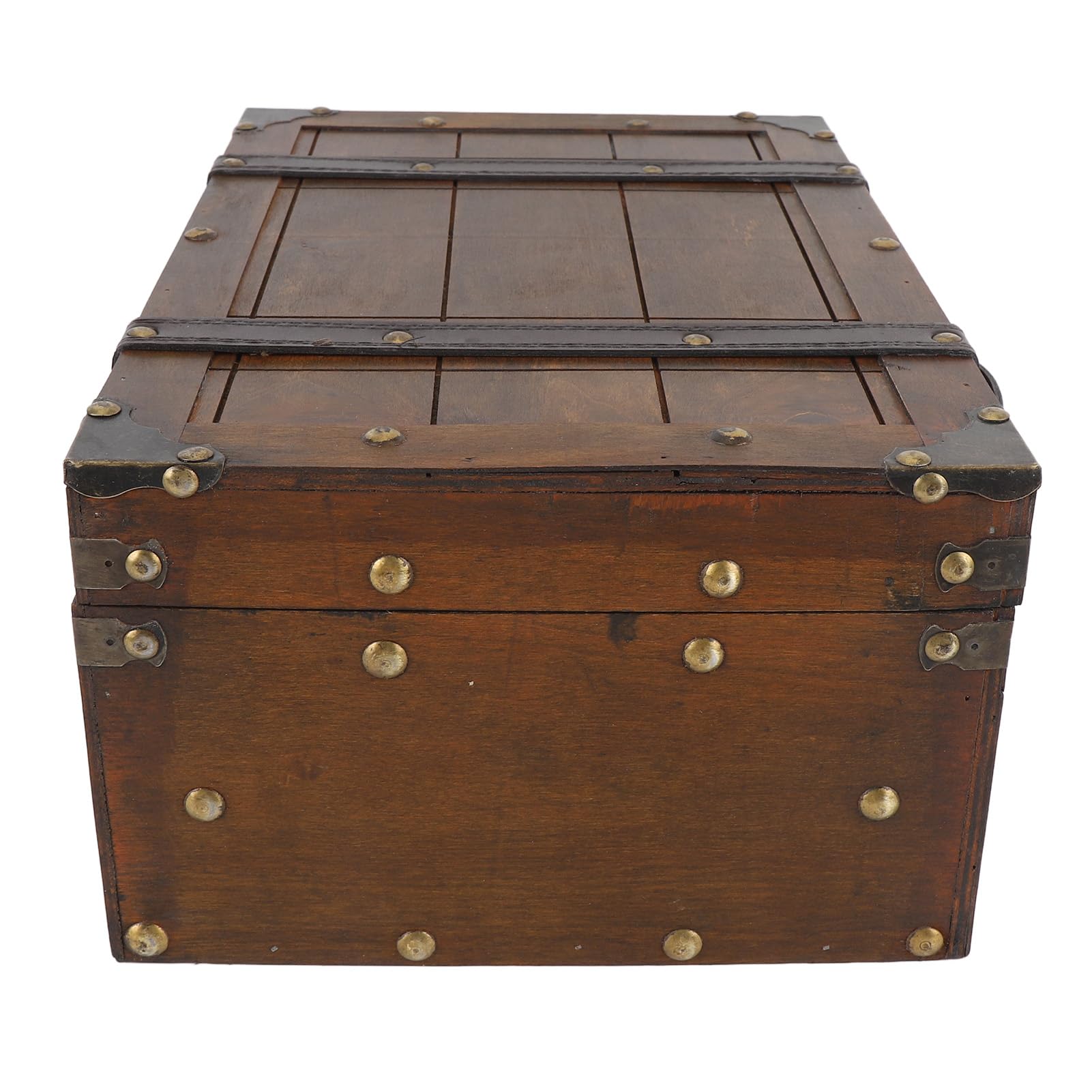 Vintage Wooden Storage Trunk with Hinged Lid