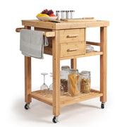 SILKYDRY Kitchen Island, Rolling Butcher Block Kitchen Cart with Storage