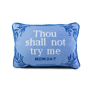 FURBISH Needlepoint Decorative Throw Pillow - Try Me - 10” x 14” - Small Embroidered Accent Pillow for Bed, Chair, Couch, Sofa - Eclectic Room Decor