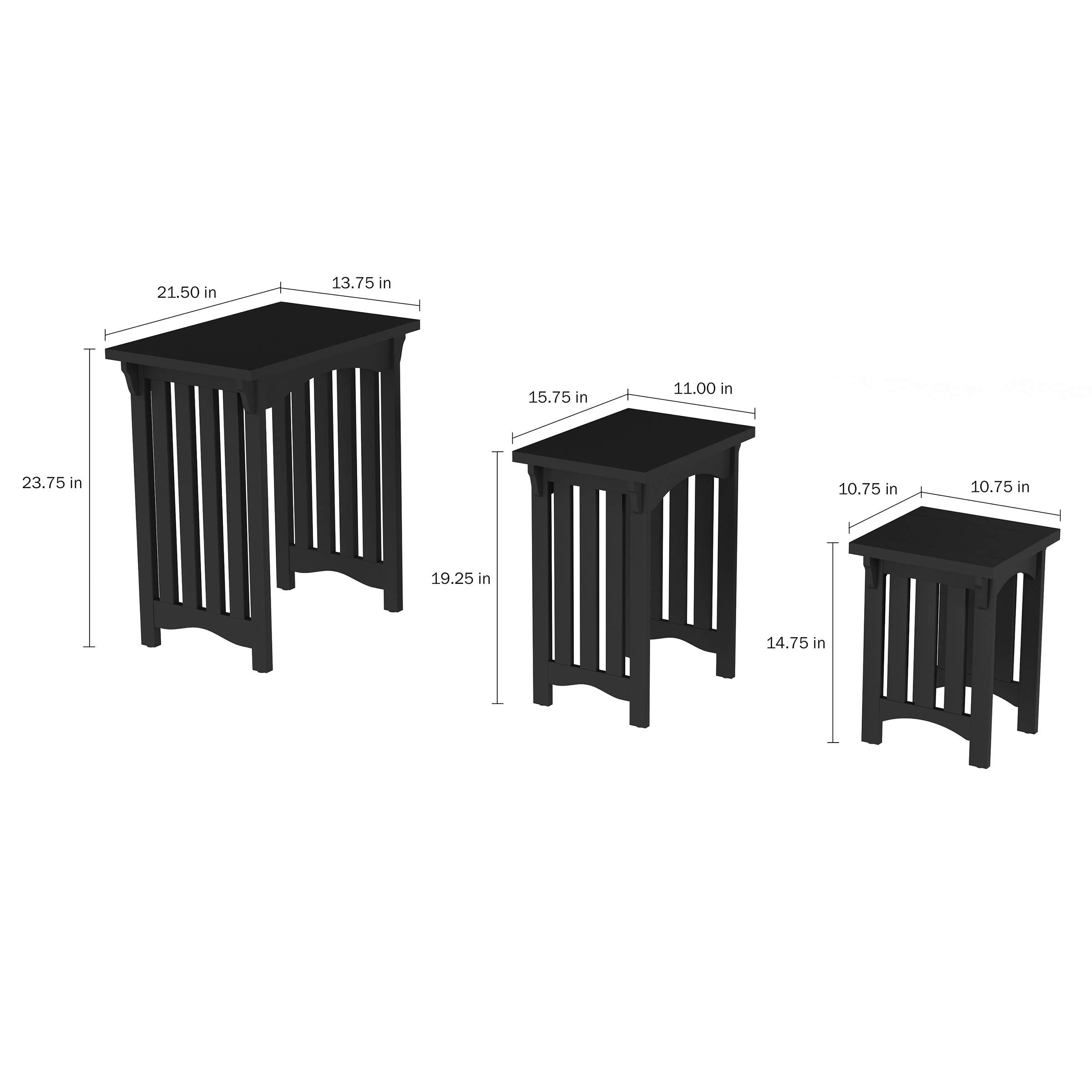 Nesting Side Tables Set of 3 – Mid-Century Modern MDF Wood