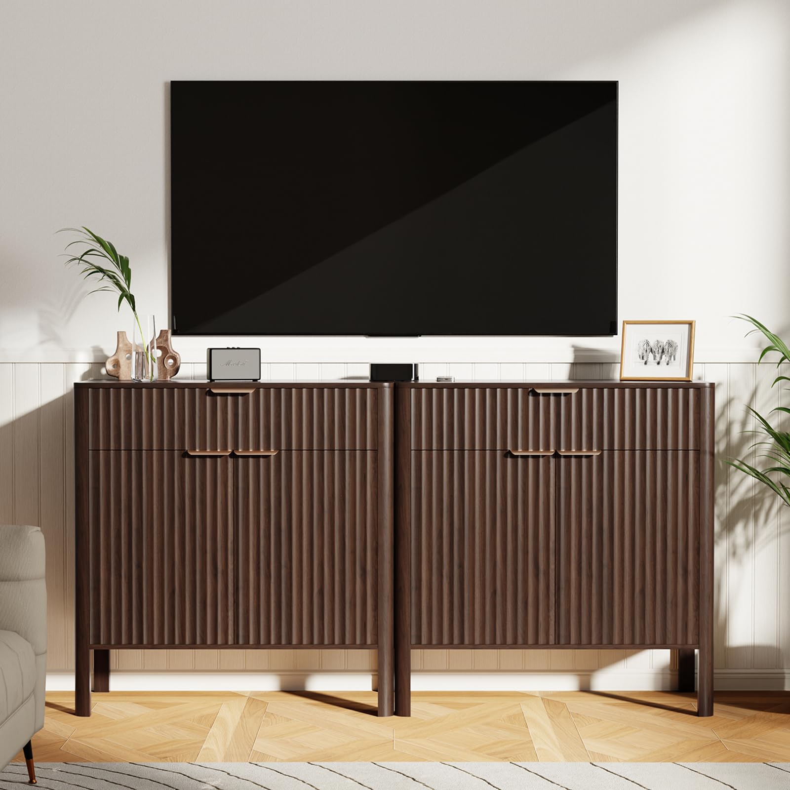 Fluted Buffet Cabinet with Storage