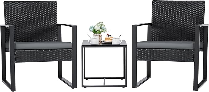 3-Piece Outdoor Wicker Patio Furniture Set with Coffee Table