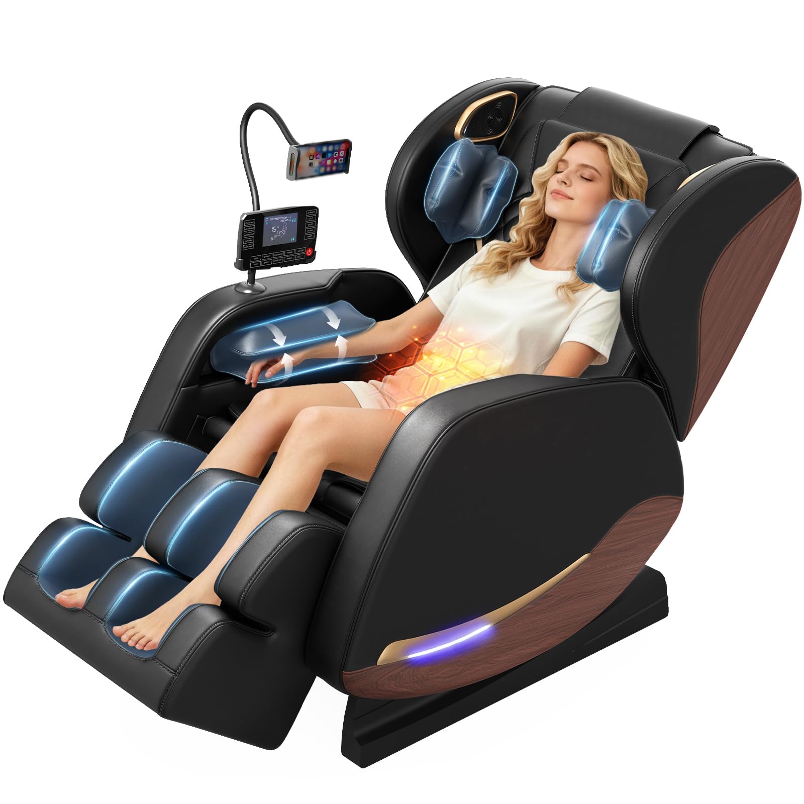 2026 Massage Chair Full Body, Zero Gravity Massage Chair Recliner with 14 Fixed Rollers, 8 Airbags, Foot Massage, Lumbar Heating, Touch Screen, Bluetooth Speaker & Ambient lighting for Lover, Parents