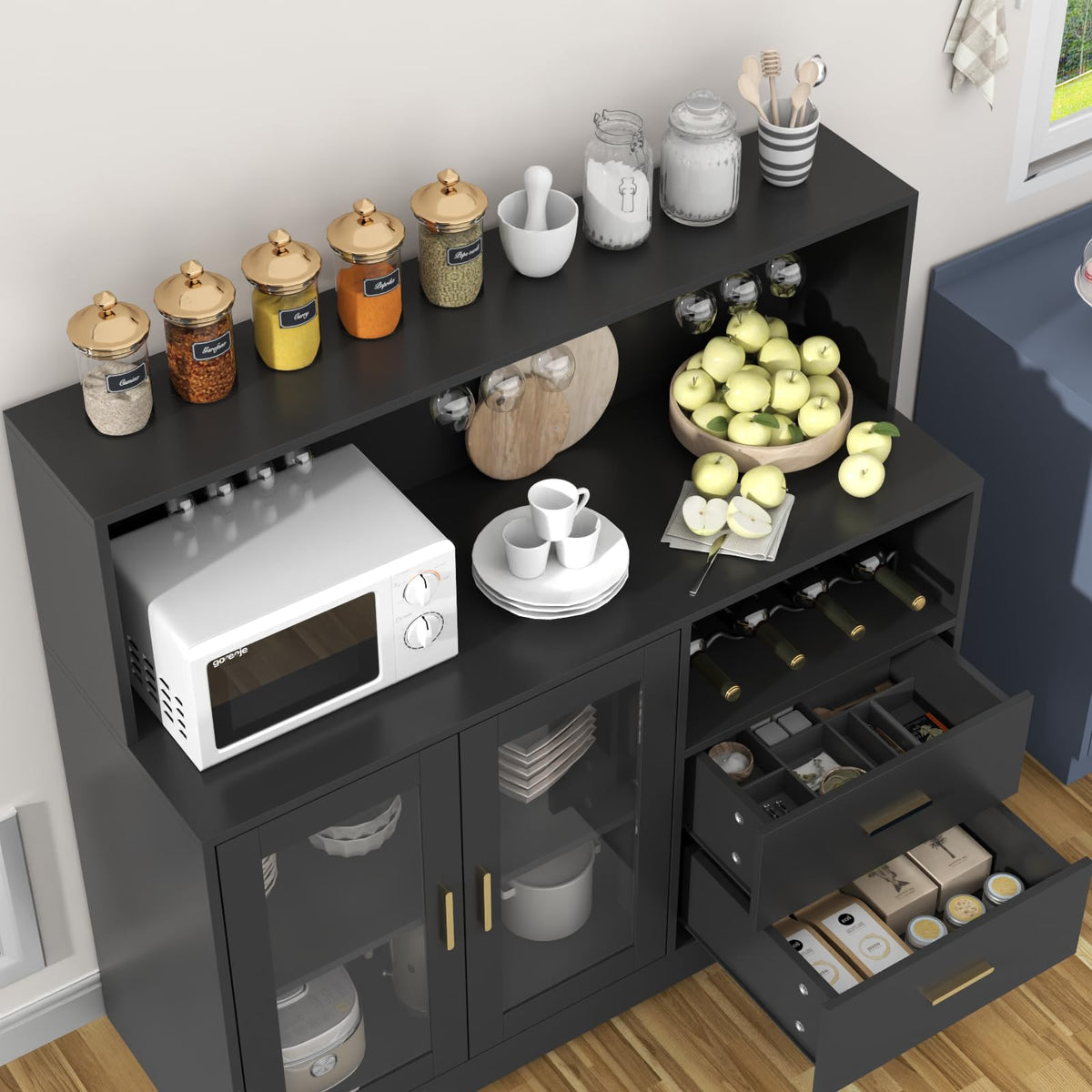 Black LED Bar Cabinet